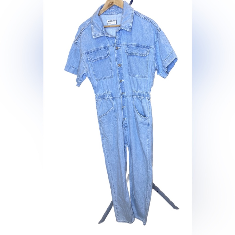 Free People We The Free Denim Jumpsuit Size Large